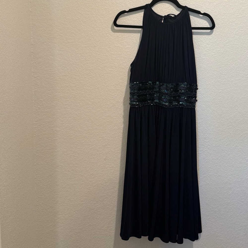 JS Boutique Navy Dress with Sequin Detail